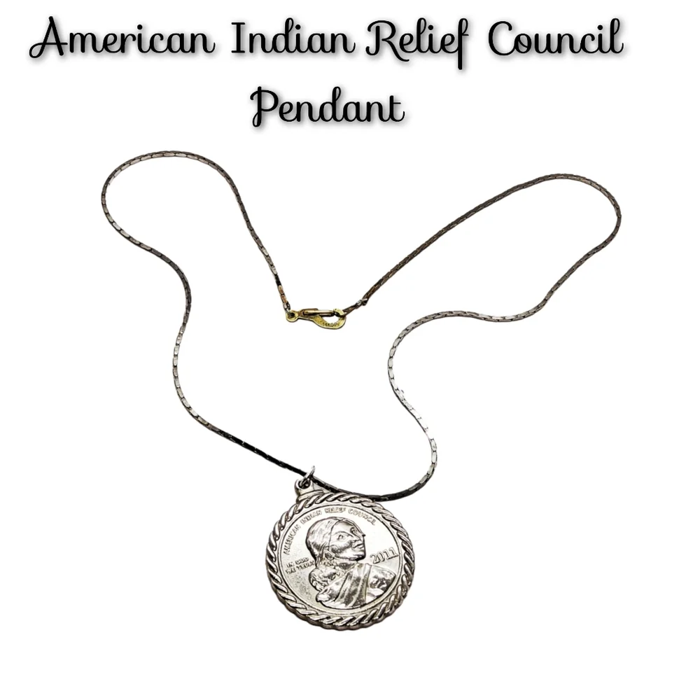 American Indian Relief Council Pendant with White 14k Gold Plated Necklace